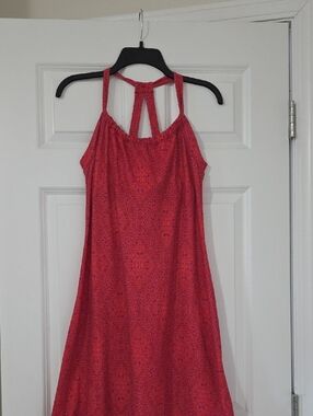 Prana Red and Purple Printed Halter Dress